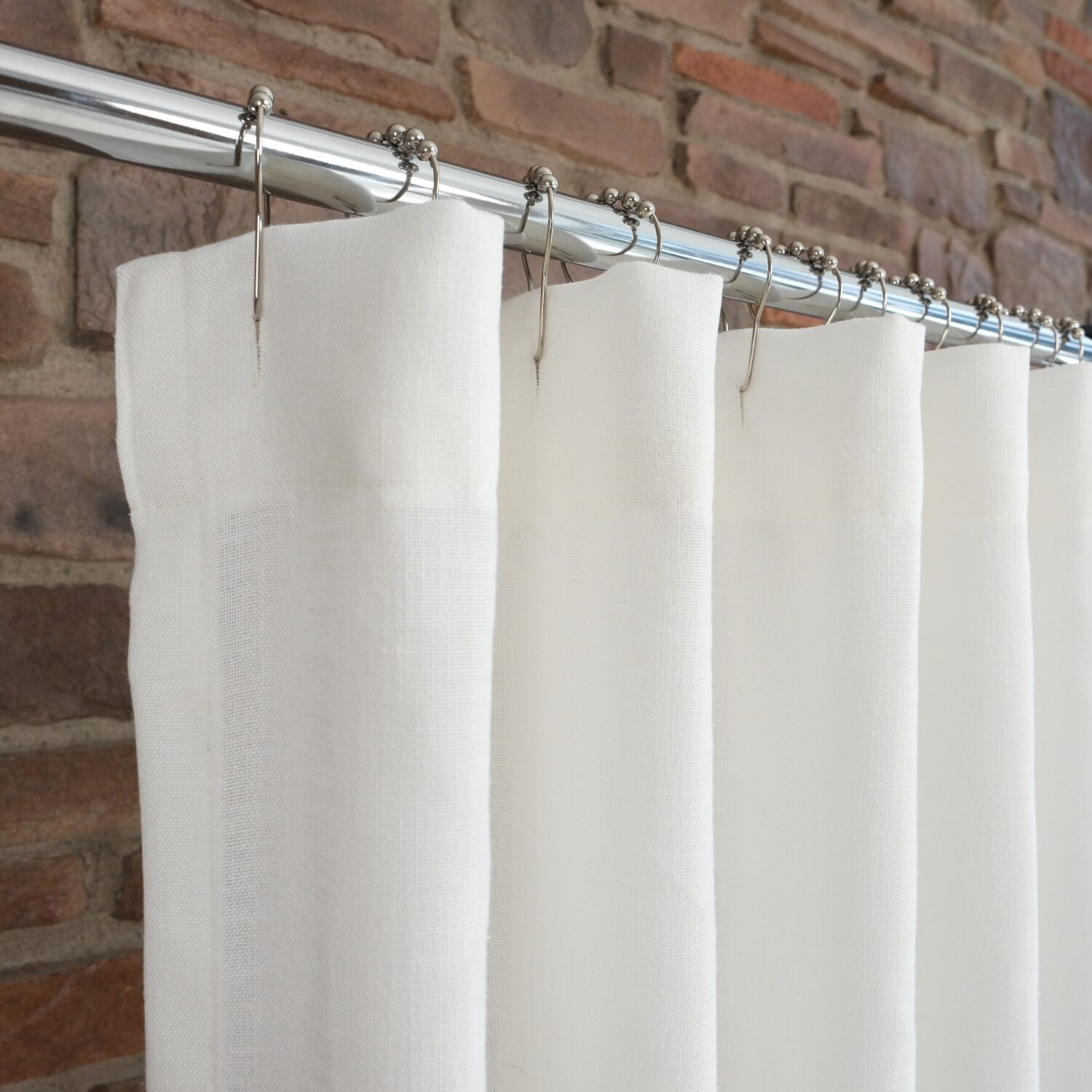 Linen Shower Curtain, Bathroom Curtain, Custom Shower Curtain with Button-hole , Extra Wide Shower Curtain - Ivory